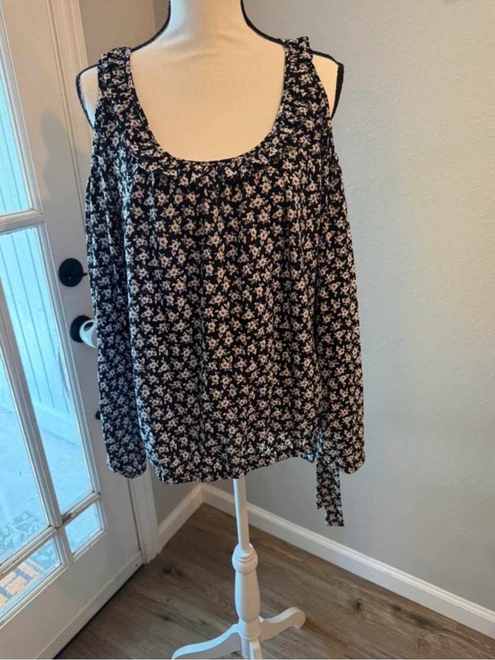 Michael Kors Black Tank Top with White Floral Print